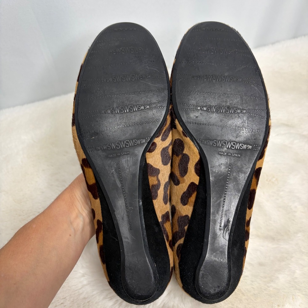 Stuart Weitzman Leopard Calf Hair Ballet Flats Gold Ring Accent Size 8 EW94322 - Picture 6 of 9